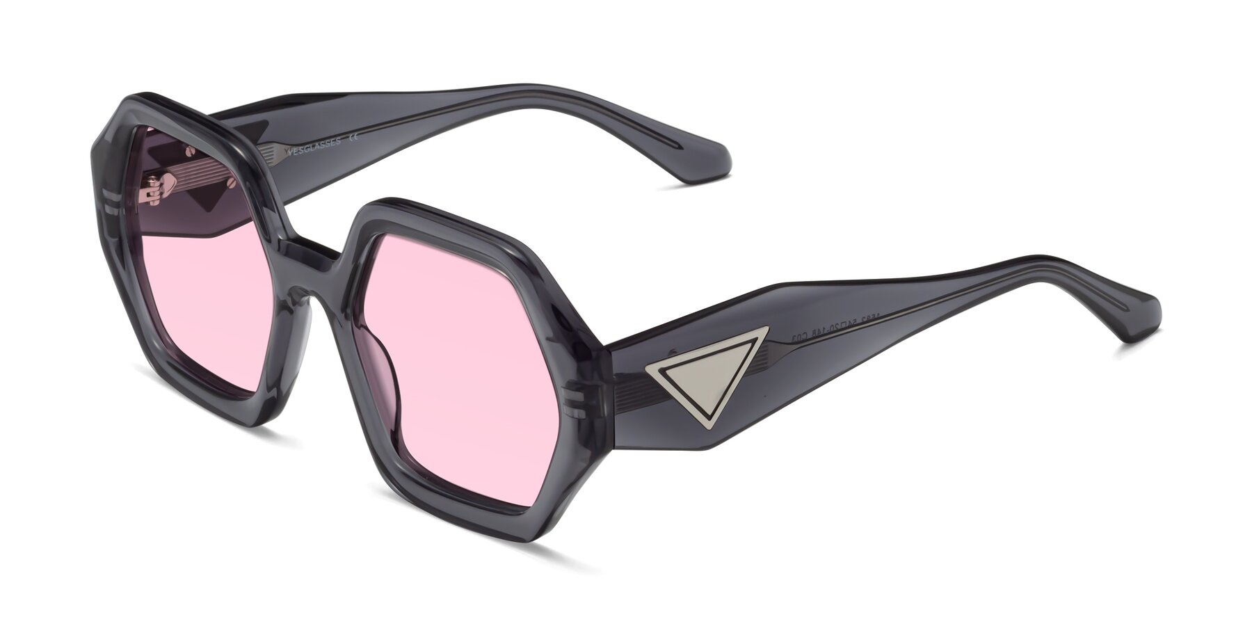Angle of 1582 in Gray with Light Pink Tinted Lenses