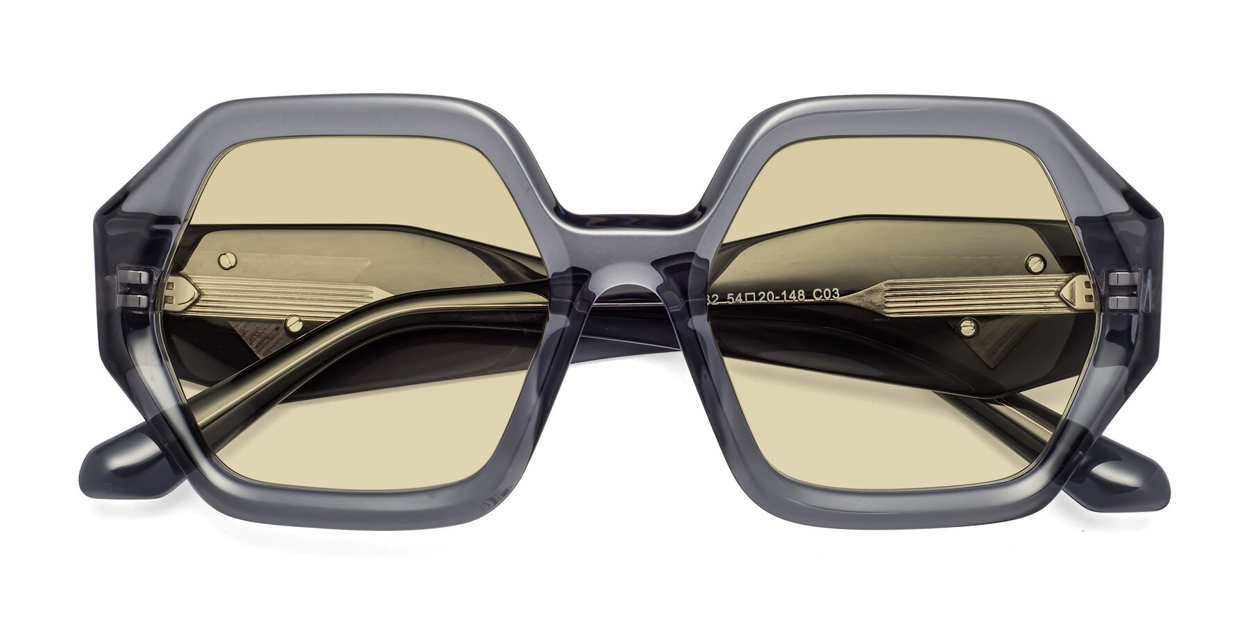 Folded Front of 1582 in Gray with Light Champagne Tinted Lenses