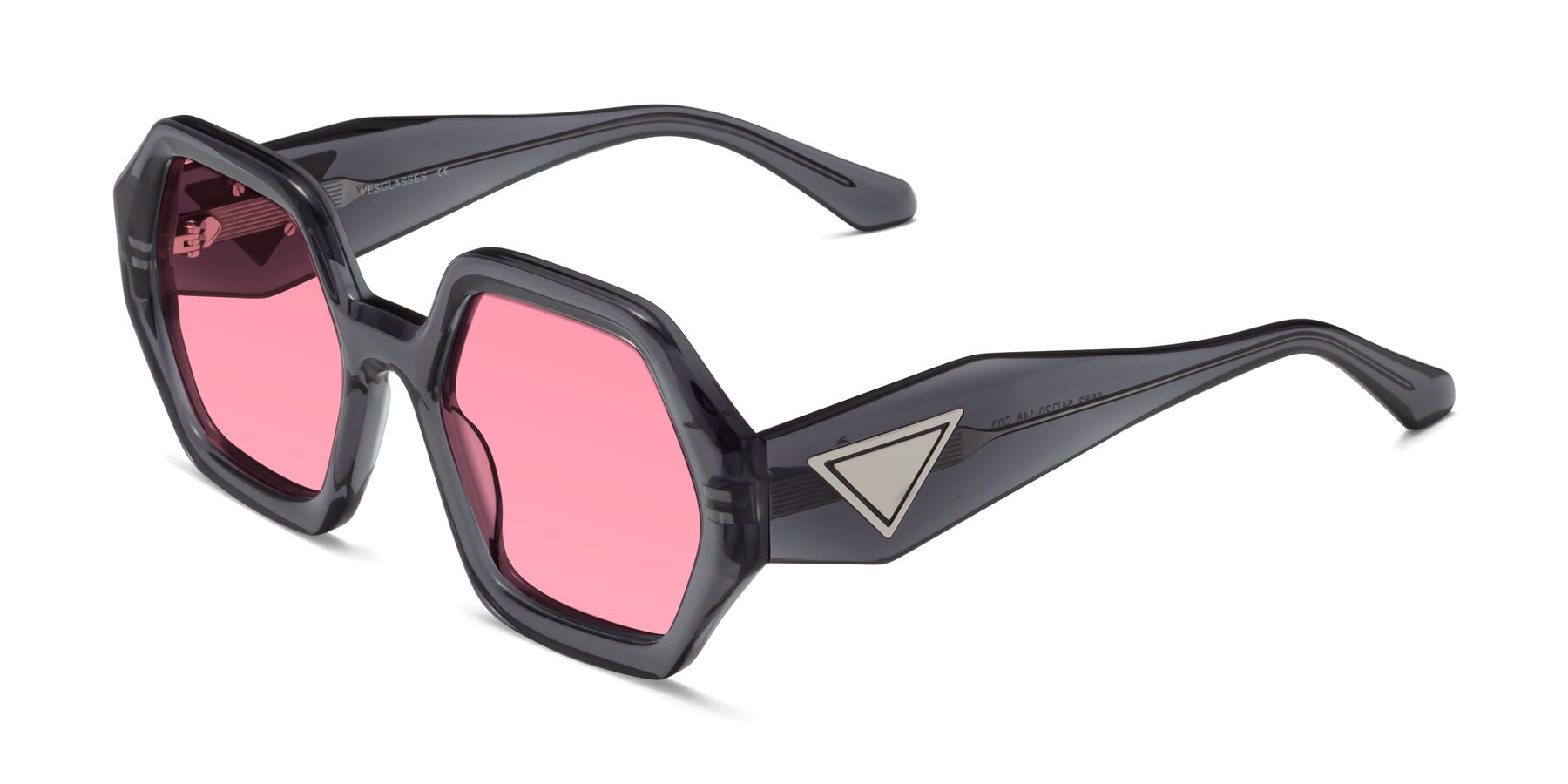 Angle of 1582 in Gray with Pink Tinted Lenses