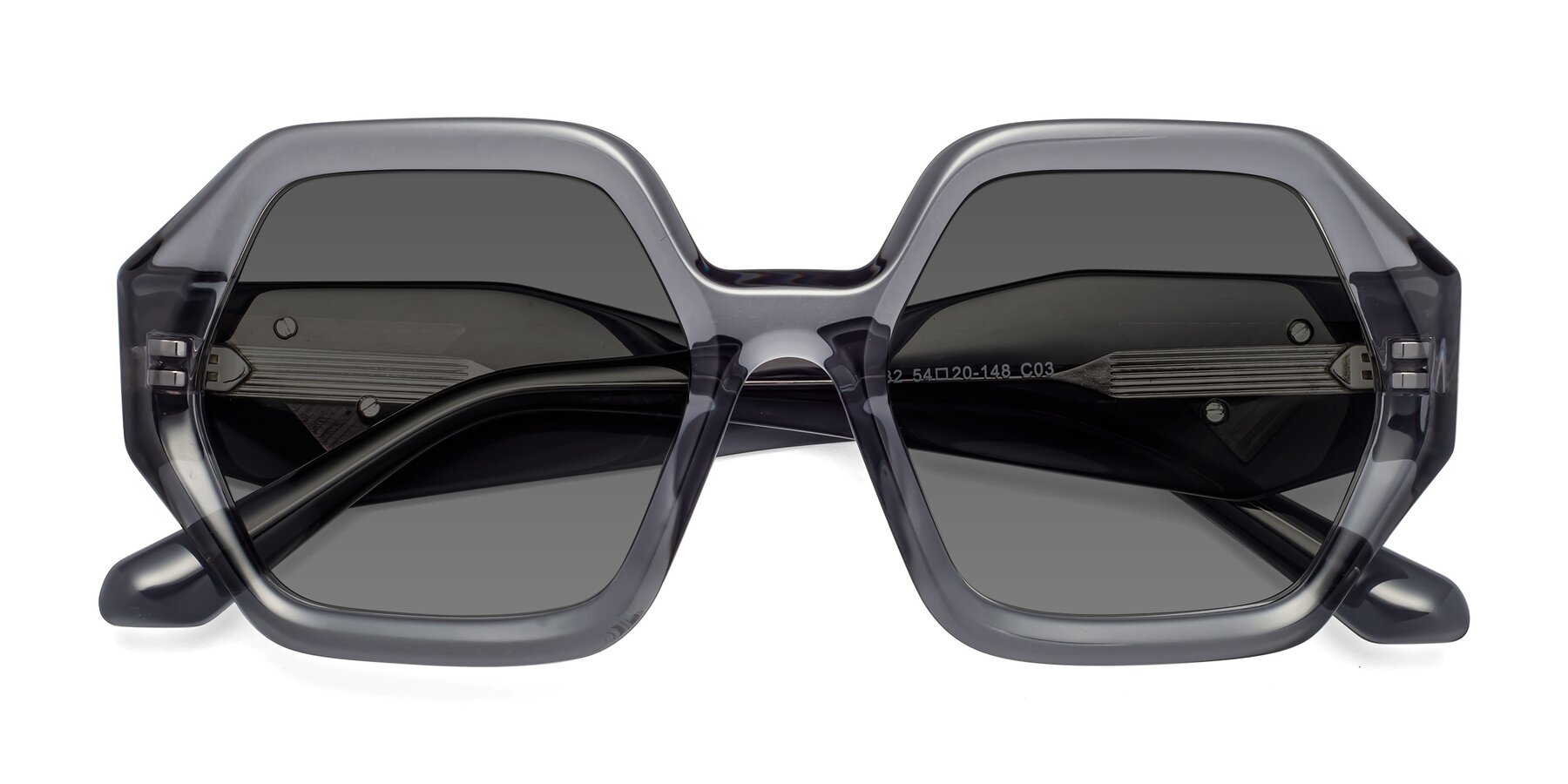 Folded Front of 1582 in Gray with Medium Gray Tinted Lenses