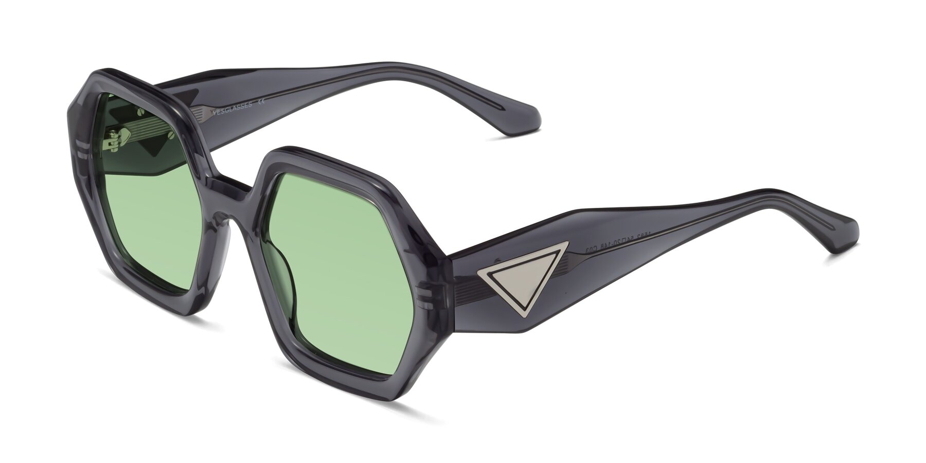 Angle of 1582 in Gray with Medium Green Tinted Lenses