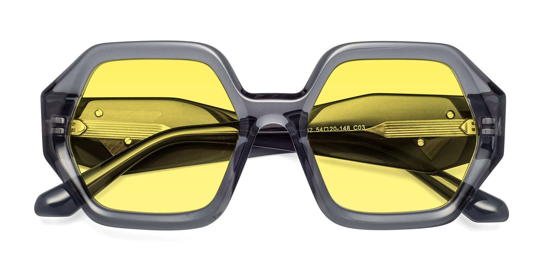 Folded Front of 1582 in Gray with Medium Yellow Tinted Lenses