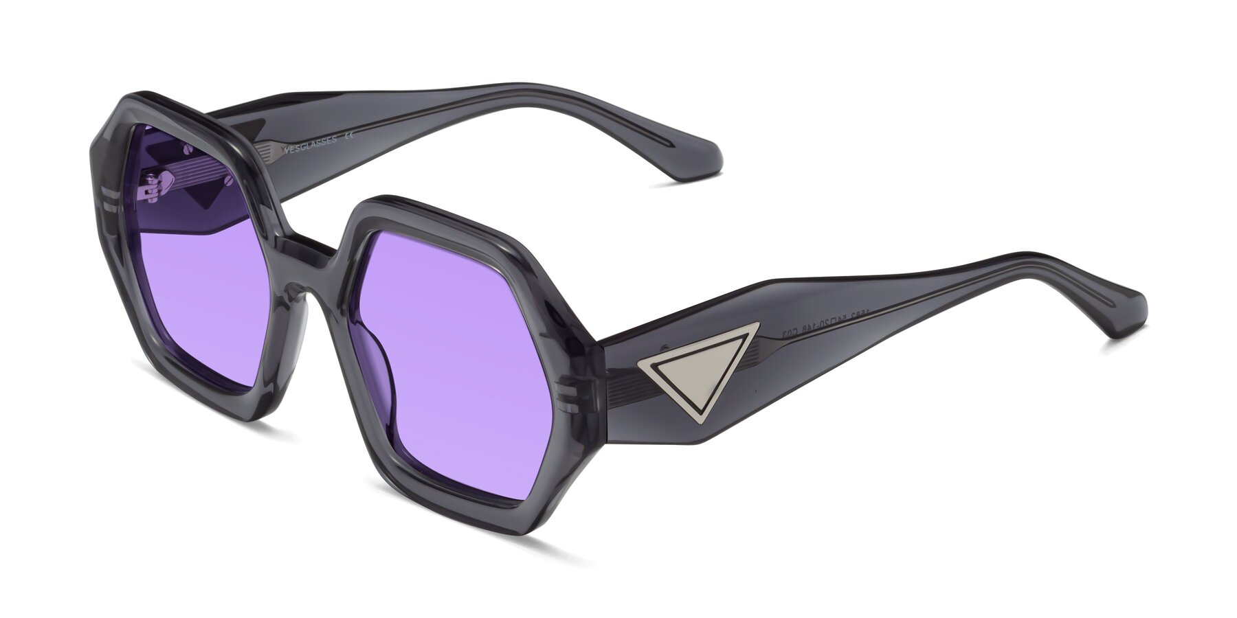 Angle of 1582 in Gray with Medium Purple Tinted Lenses