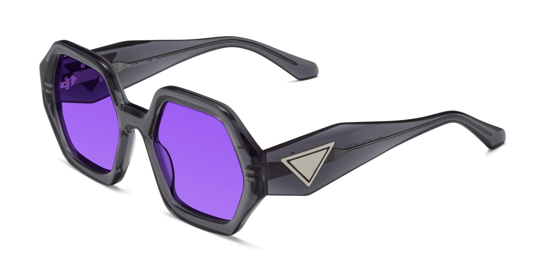 Angle of 1582 in Gray with Purple Tinted Lenses