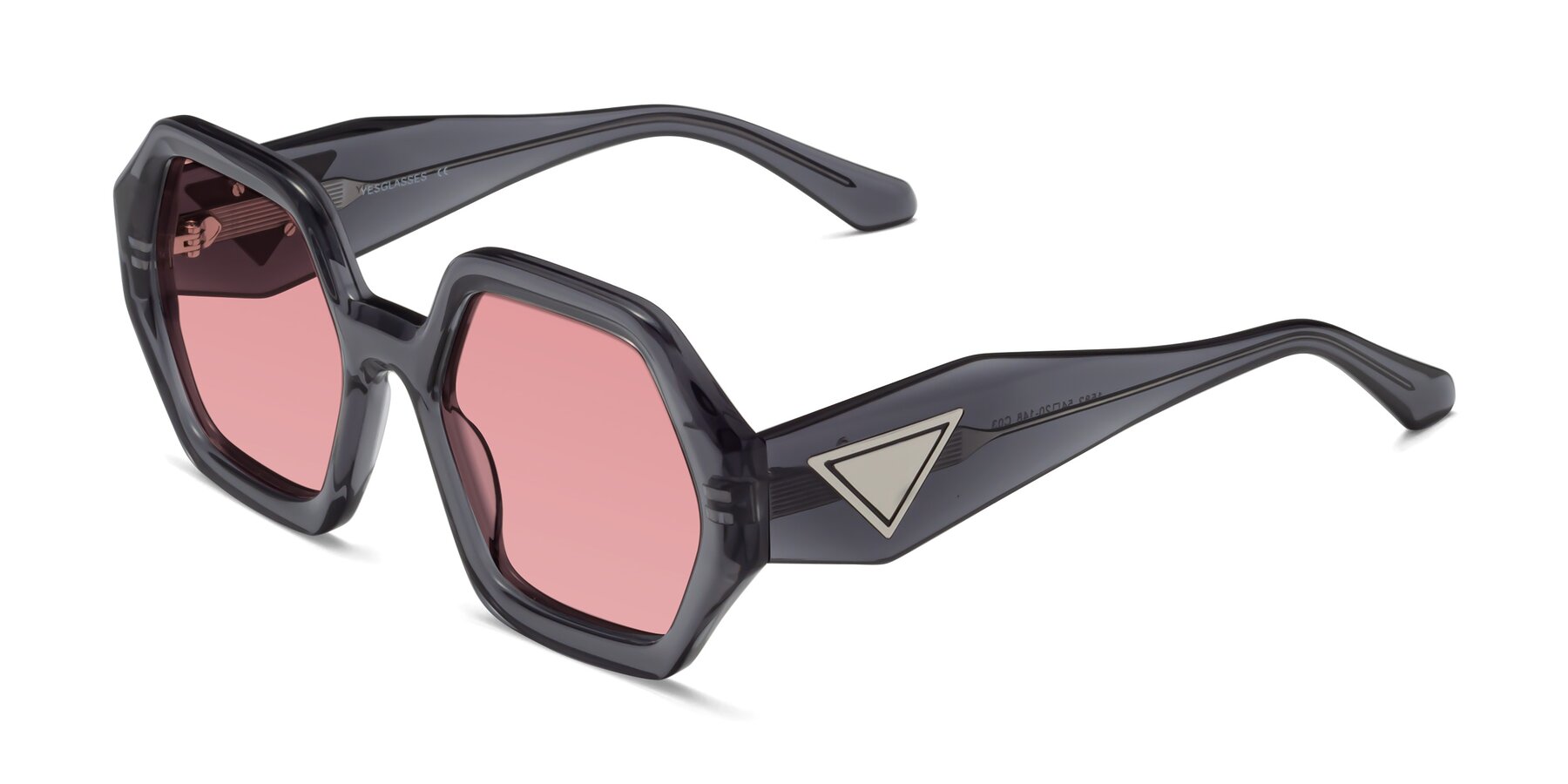 Angle of 1582 in Gray with Medium Garnet Tinted Lenses