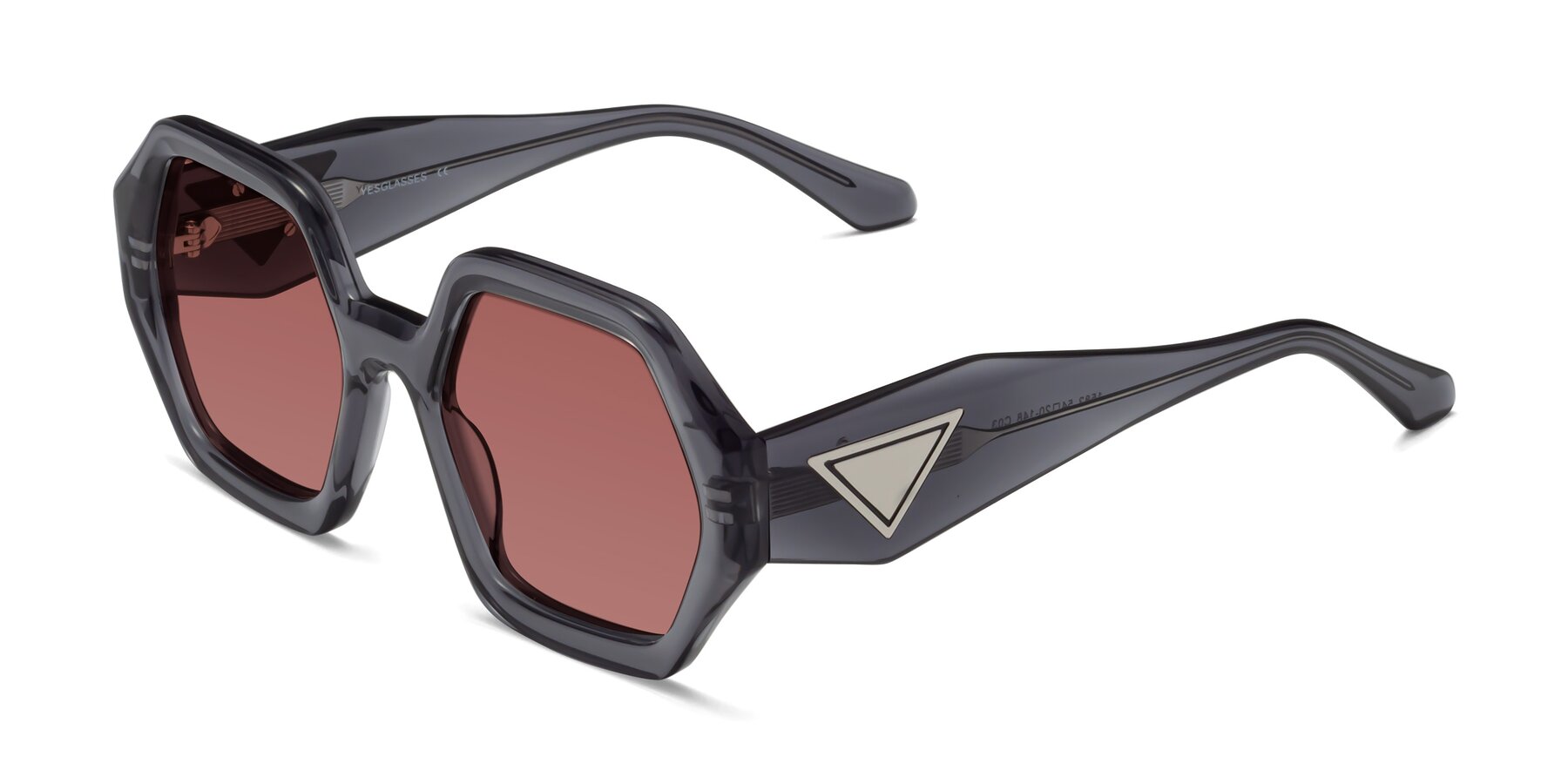 Angle of 1582 in Gray with Garnet Tinted Lenses