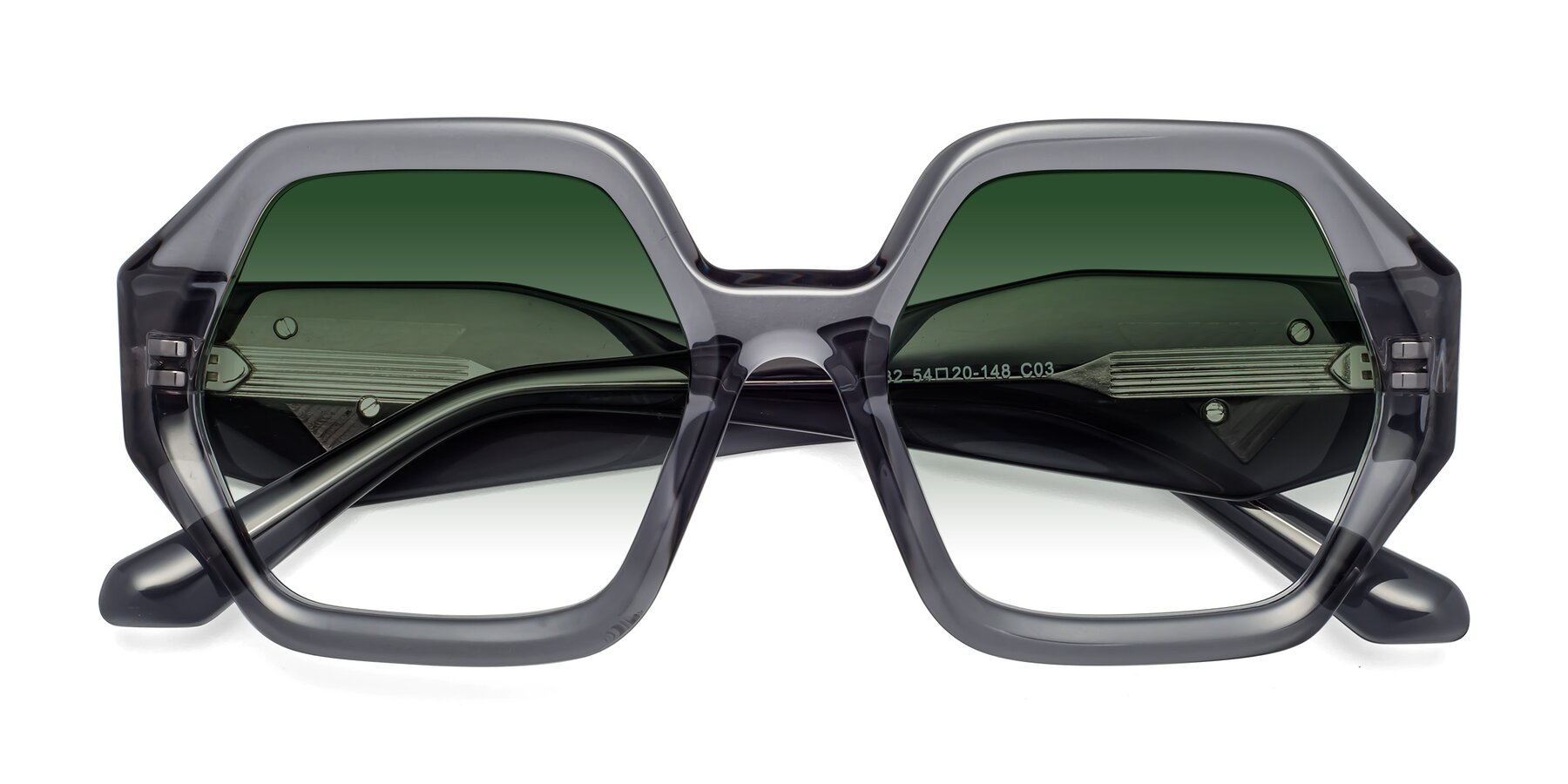 Folded Front of 1582 in Gray with Green Gradient Lenses