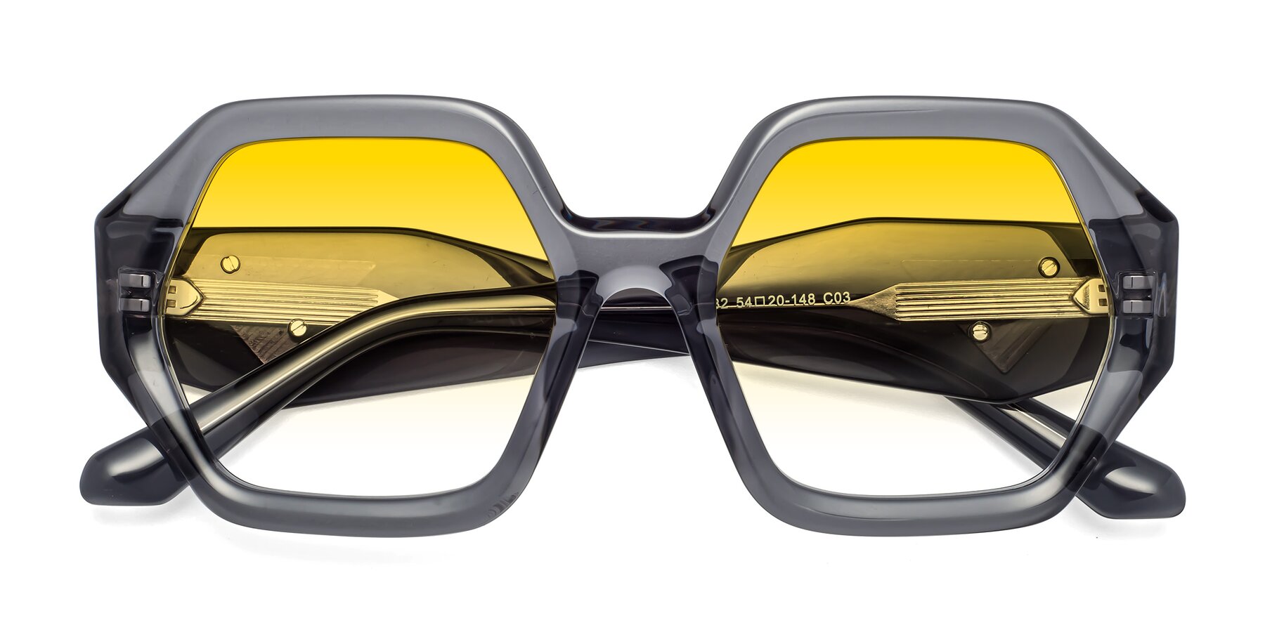 Folded Front of 1582 in Gray with Yellow Gradient Lenses