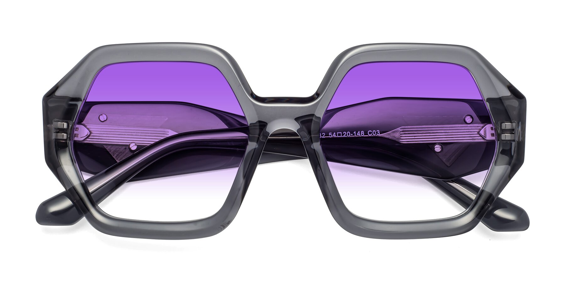 Folded Front of 1582 in Gray with Purple Gradient Lenses