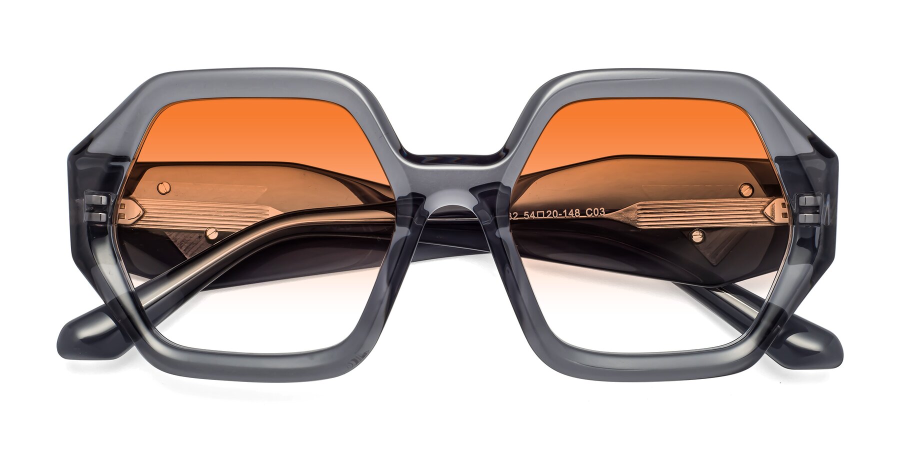 Folded Front of 1582 in Gray with Orange Gradient Lenses