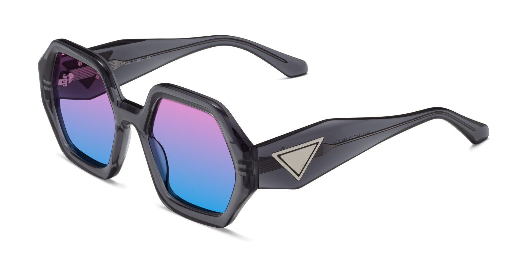 Angle of 1582 in Gray with Pink / Blue Gradient Lenses