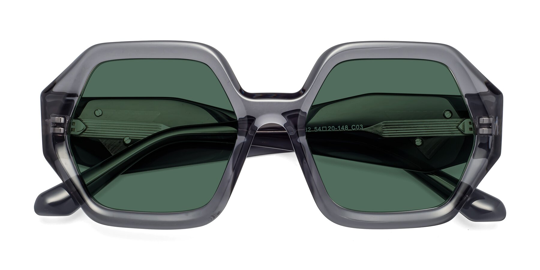 Folded Front of 1582 in Gray with Green Polarized Lenses