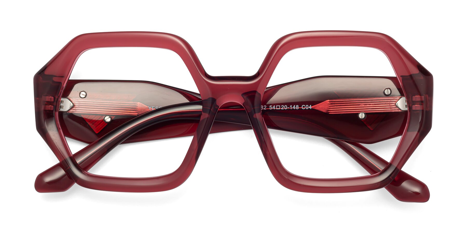Folded Front of 1582 in Wine with Clear Blue Light Blocking Lenses