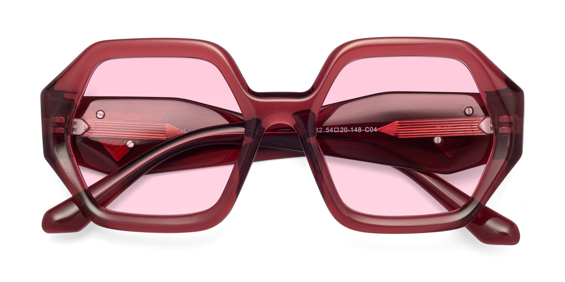 Folded Front of 1582 in Wine with Light Pink Tinted Lenses