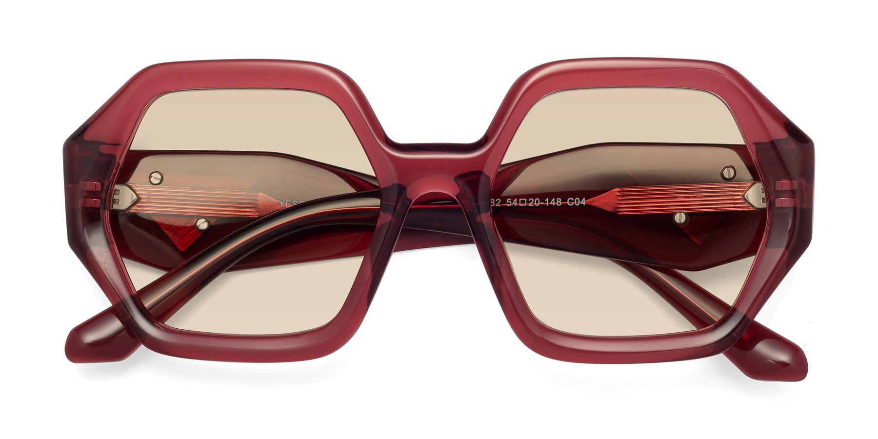 Folded Front of 1582 in Wine with Light Brown Tinted Lenses