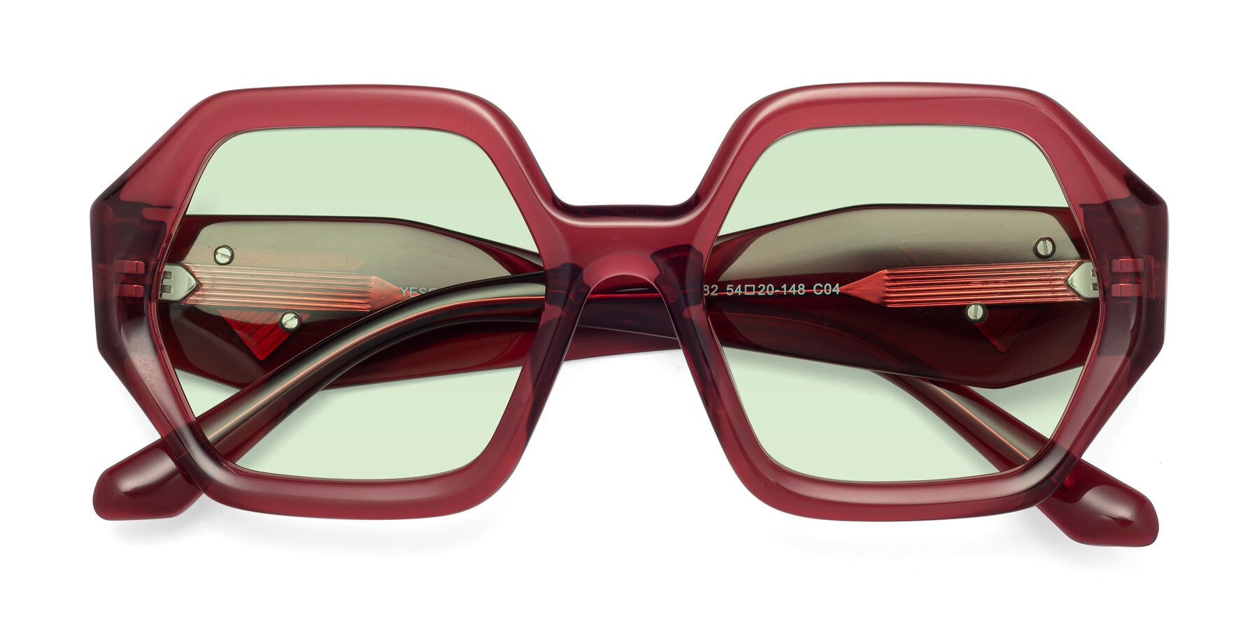 Folded Front of 1582 in Wine with Light Green Tinted Lenses