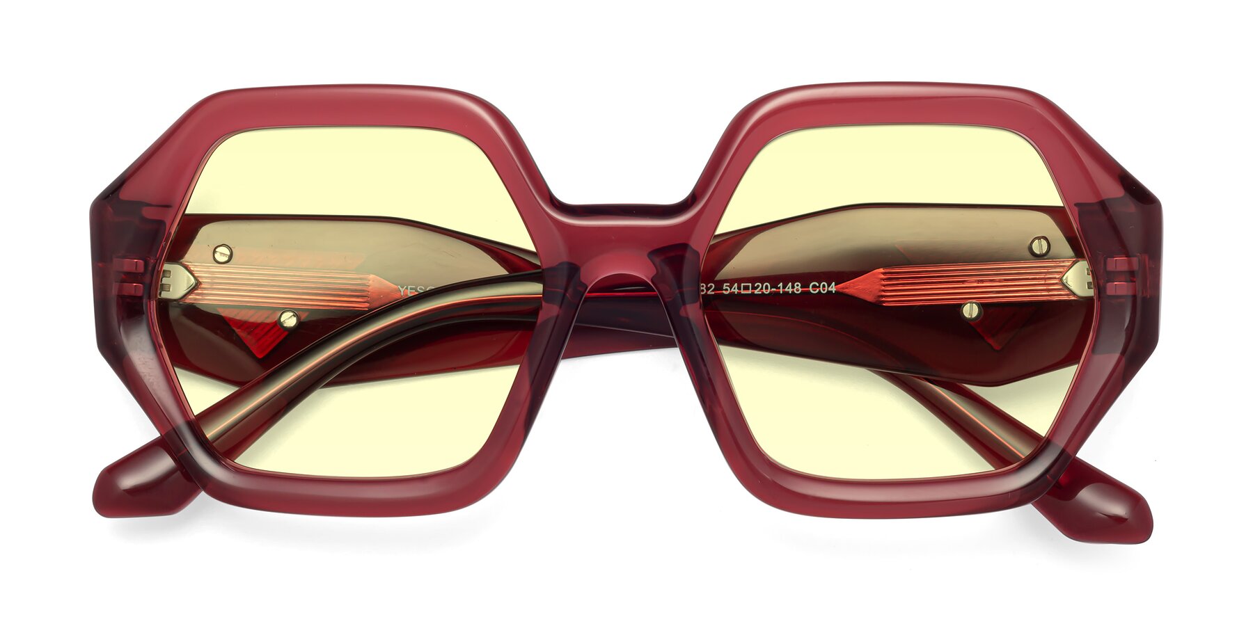 Folded Front of 1582 in Wine with Light Yellow Tinted Lenses