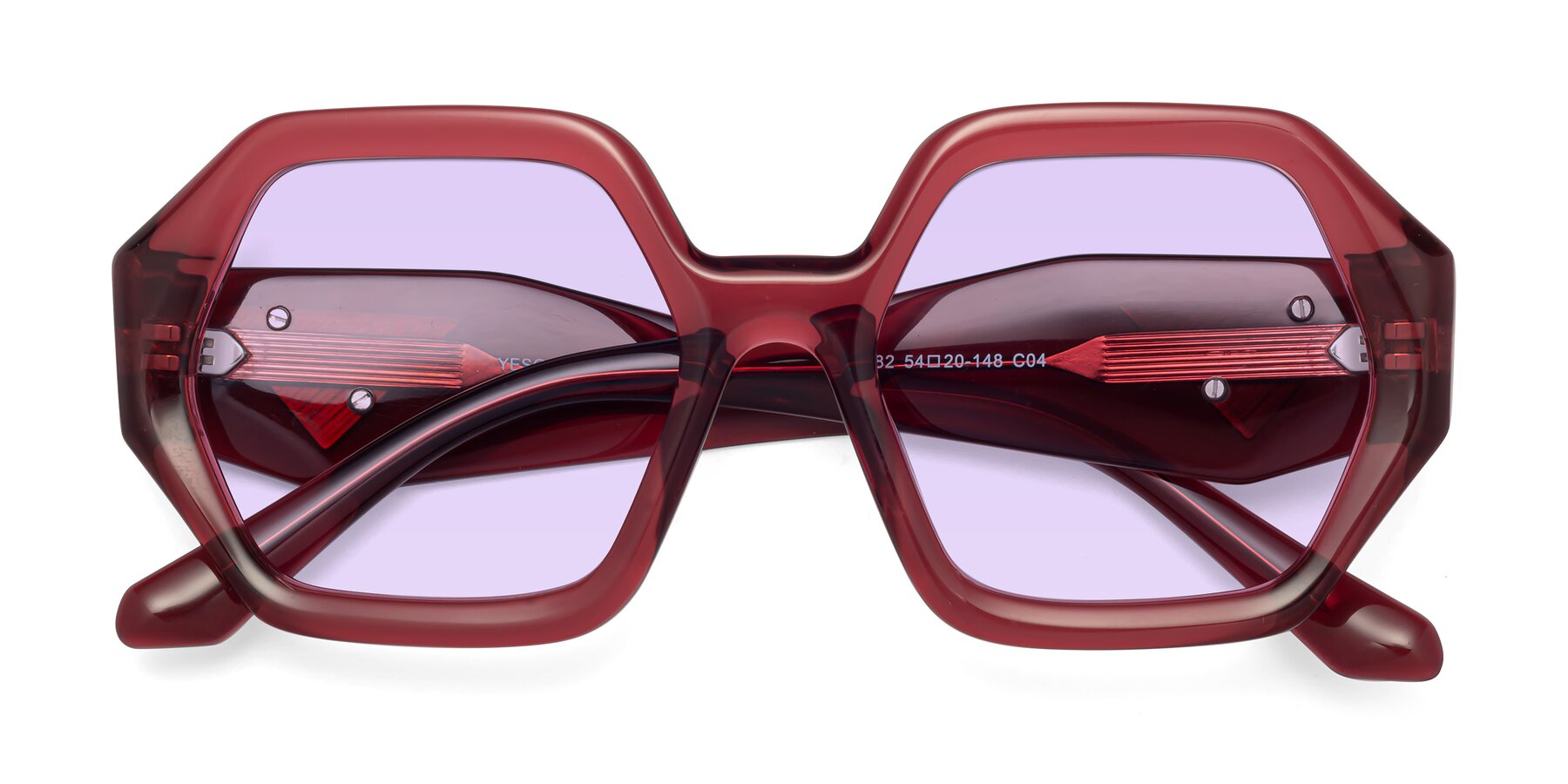 Folded Front of 1582 in Wine with Light Purple Tinted Lenses