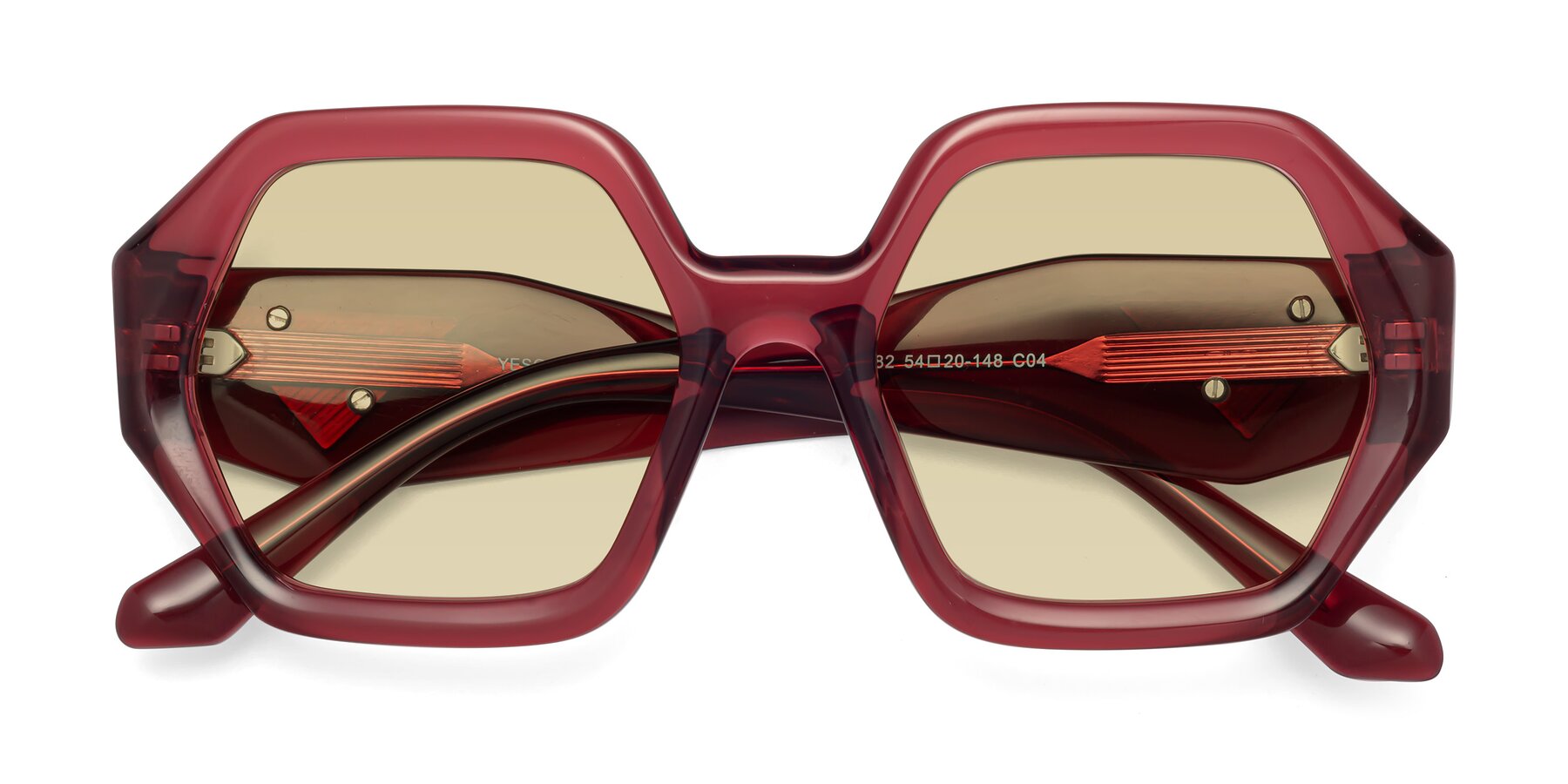 Folded Front of 1582 in Wine with Light Champagne Tinted Lenses
