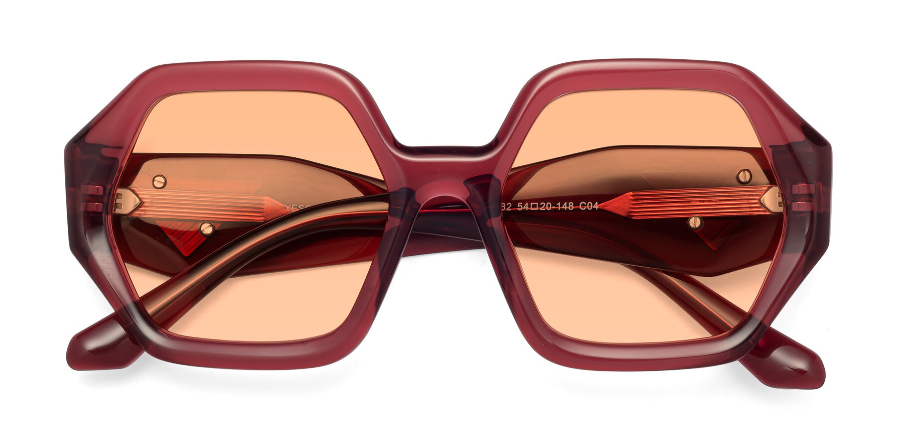 Folded Front of 1582 in Wine with Light Orange Tinted Lenses