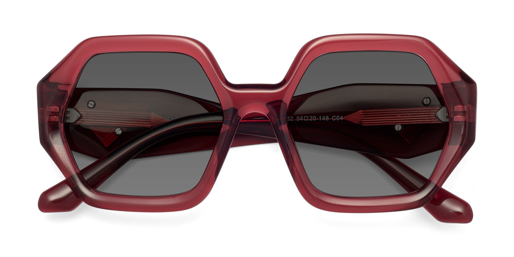 Folded Front of 1582 in Wine with Medium Gray Tinted Lenses