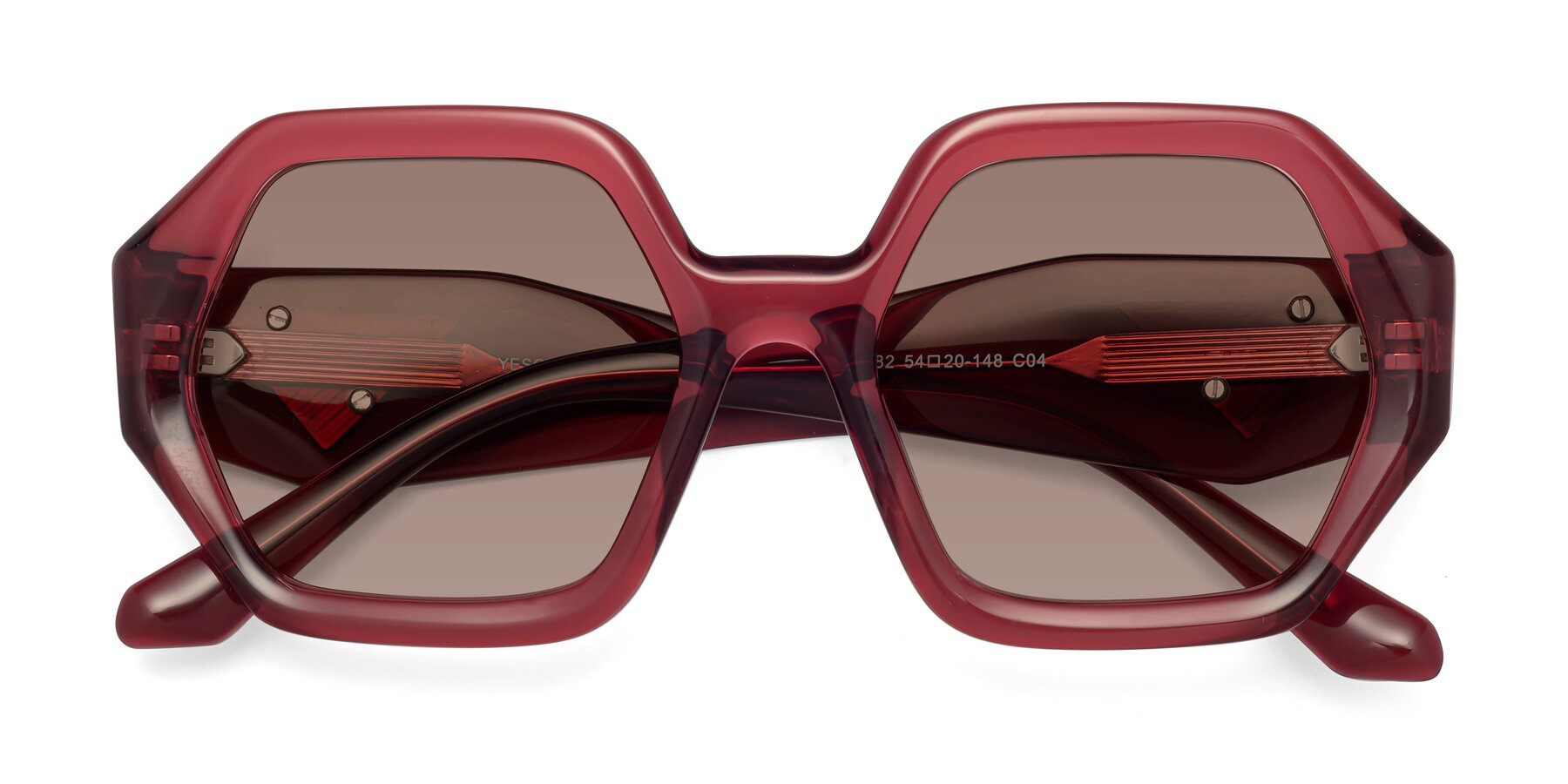 Folded Front of 1582 in Wine with Medium Brown Tinted Lenses