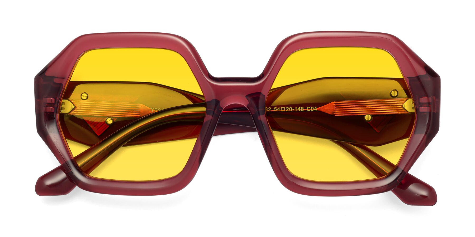 Folded Front of 1582 in Wine with Yellow Tinted Lenses