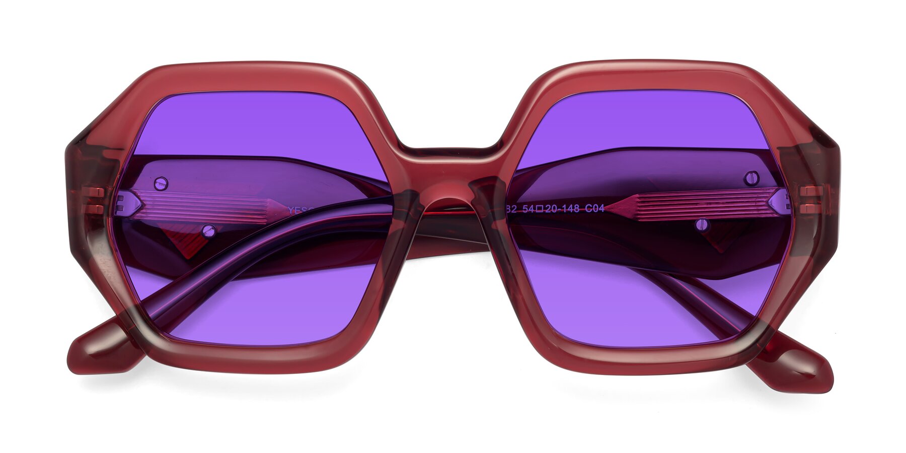 Folded Front of 1582 in Wine with Purple Tinted Lenses