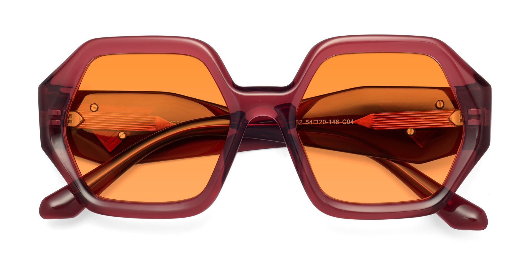 Folded Front of 1582 in Wine with Orange Tinted Lenses