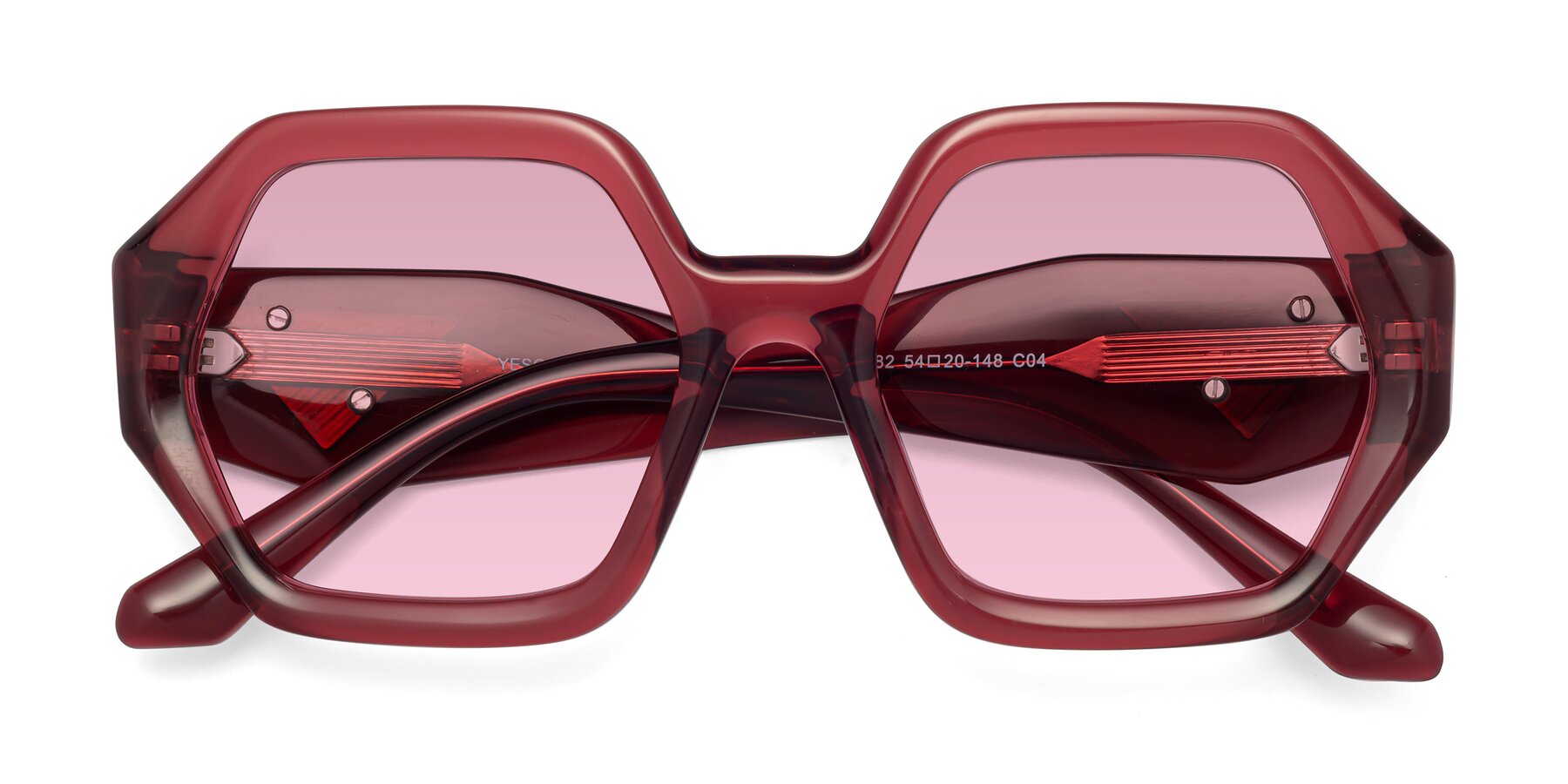 Folded Front of 1582 in Wine with Light Wine Tinted Lenses