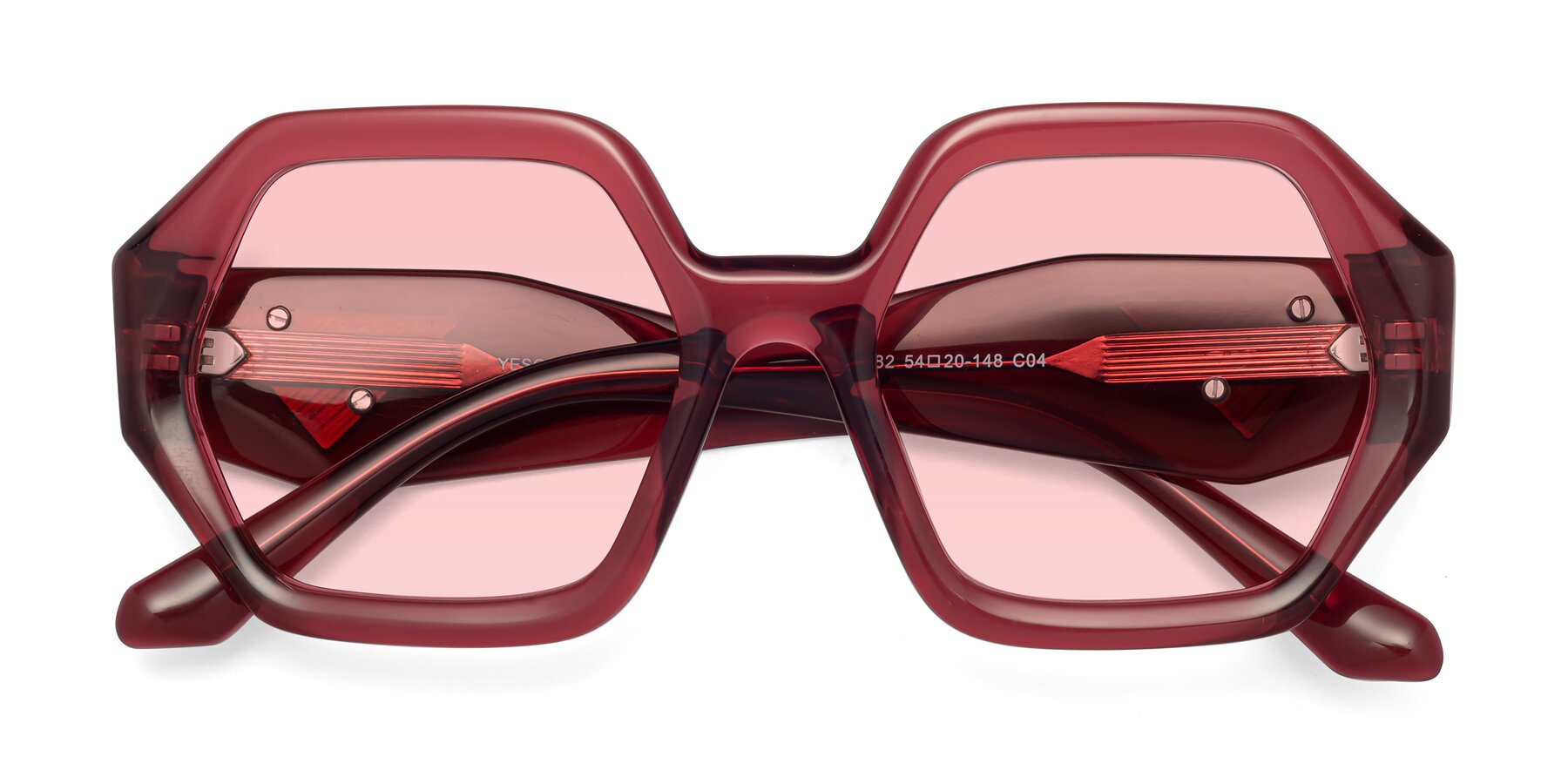 Folded Front of 1582 in Wine with Light Garnet Tinted Lenses