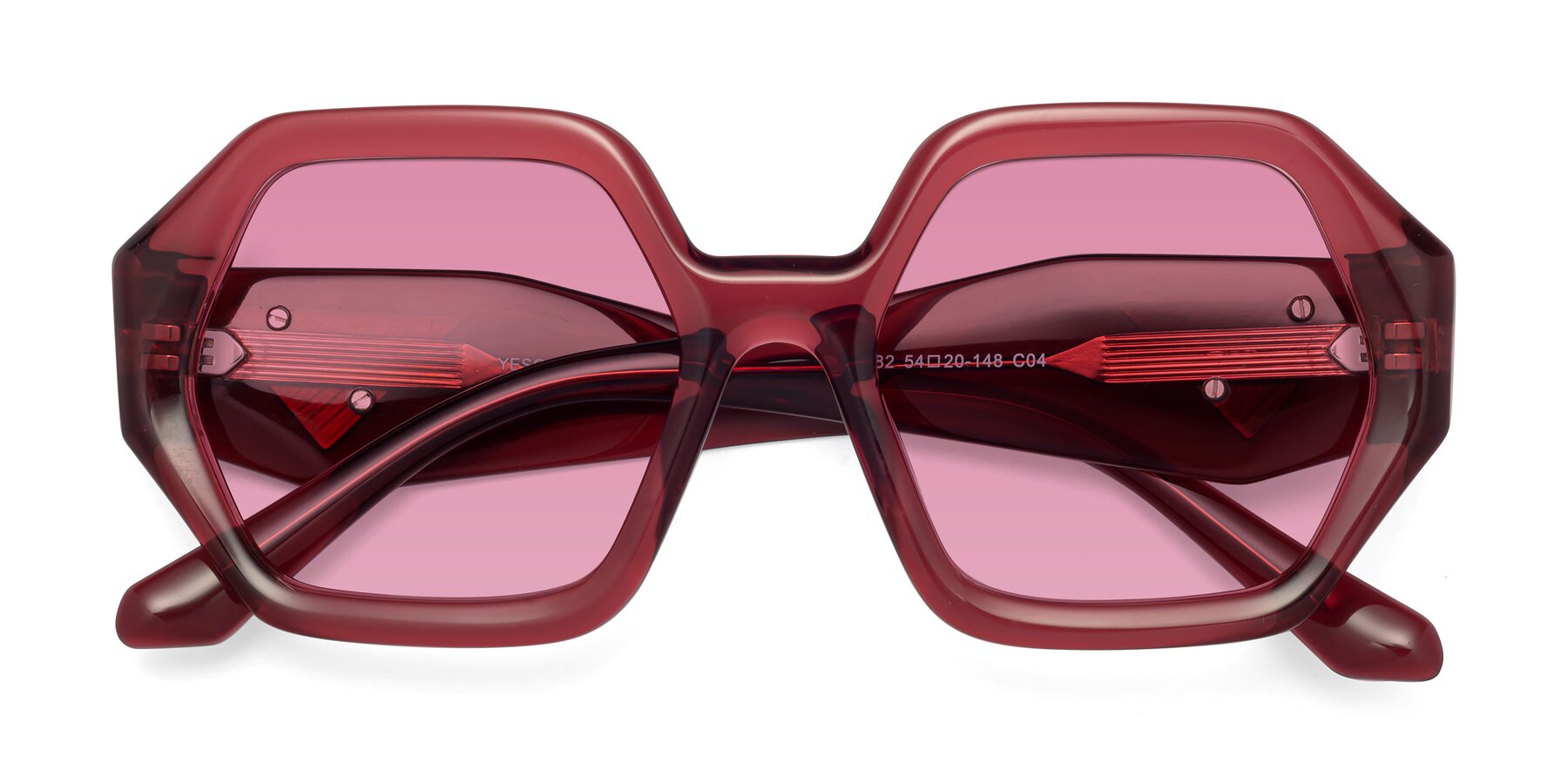 Folded Front of 1582 in Wine with Medium Wine Tinted Lenses