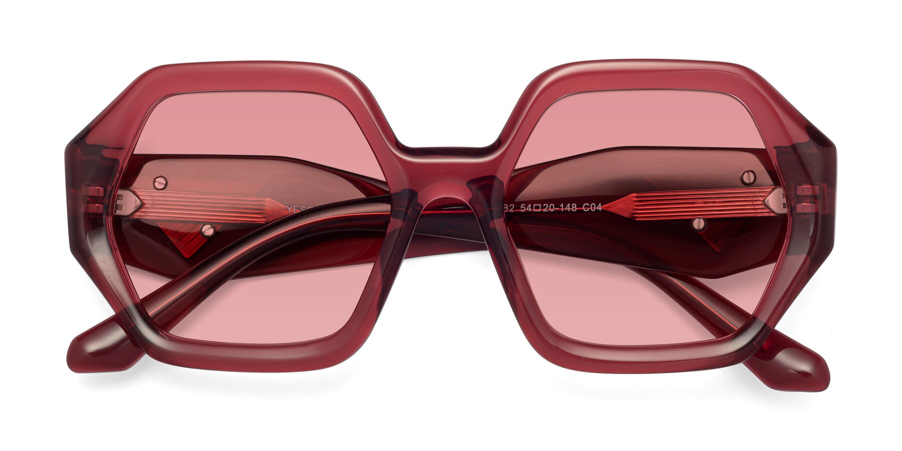 Folded Front of 1582 in Wine with Medium Garnet Tinted Lenses