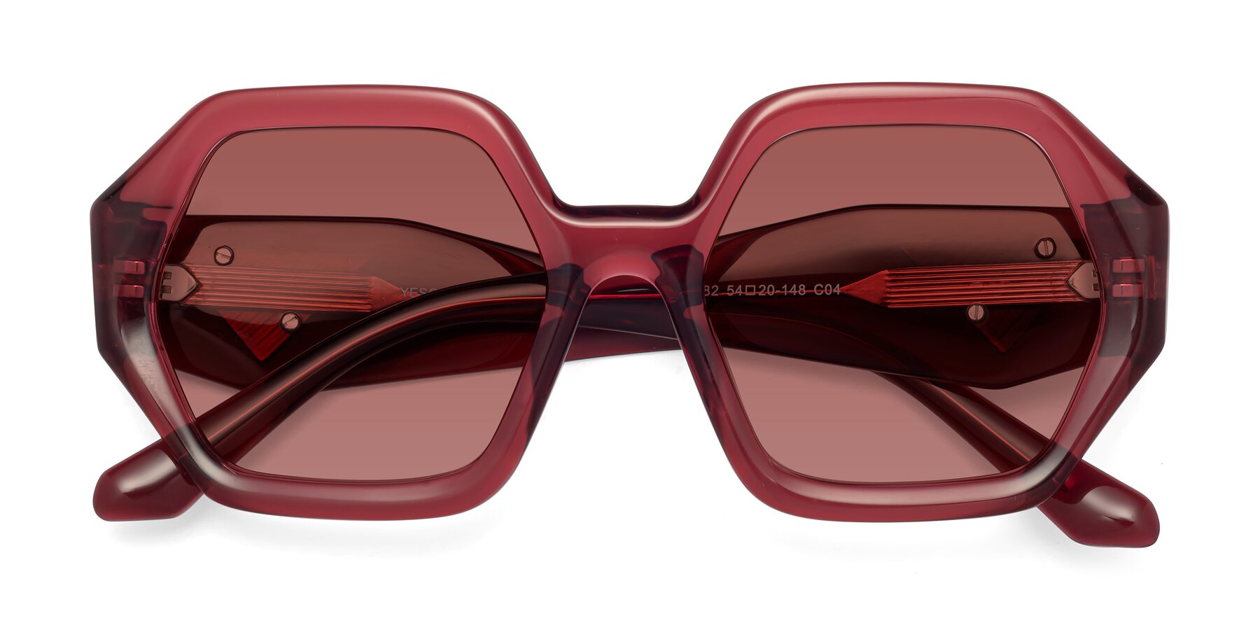 Folded Front of 1582 in Wine with Garnet Tinted Lenses