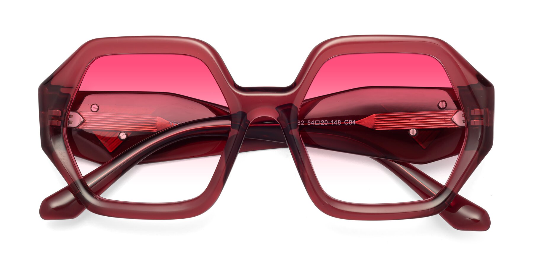 Folded Front of 1582 in Wine with Pink Gradient Lenses