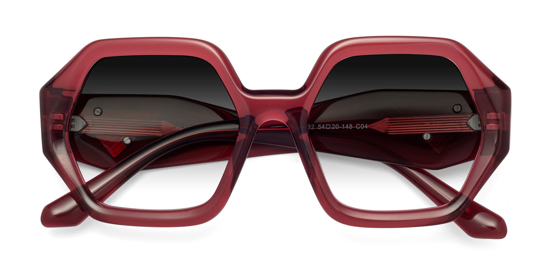 Folded Front of 1582 in Wine with Gray Gradient Lenses