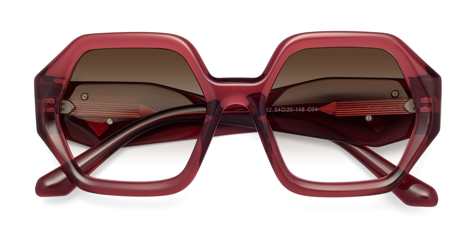 Folded Front of 1582 in Wine with Brown Gradient Lenses