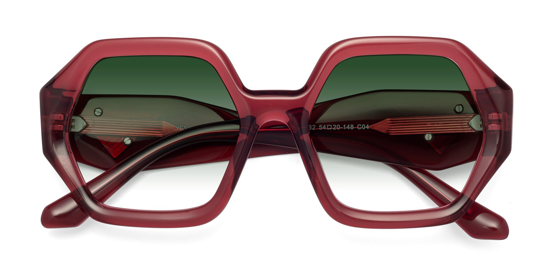 Folded Front of 1582 in Wine with Green Gradient Lenses