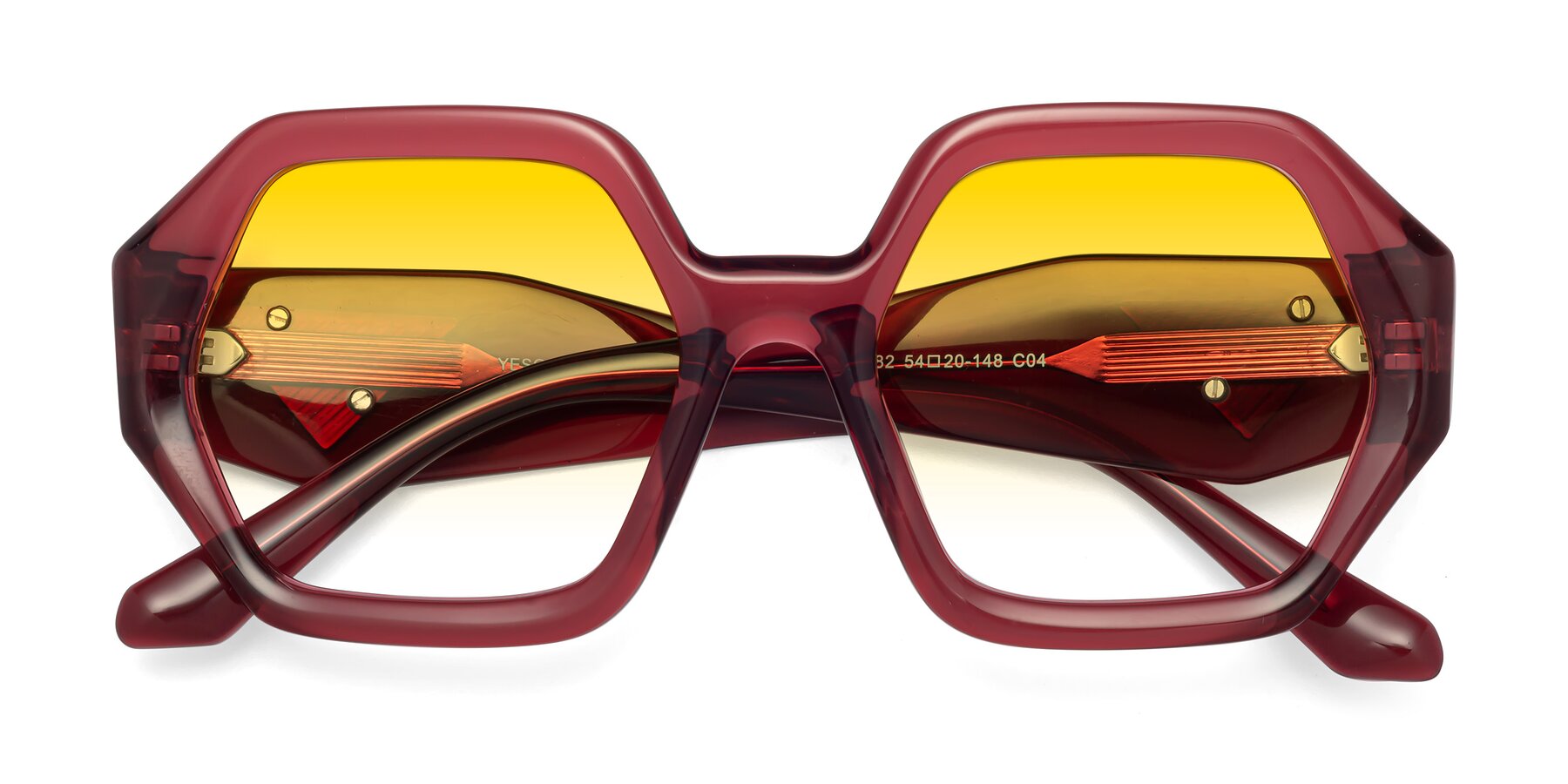 Folded Front of 1582 in Wine with Yellow Gradient Lenses