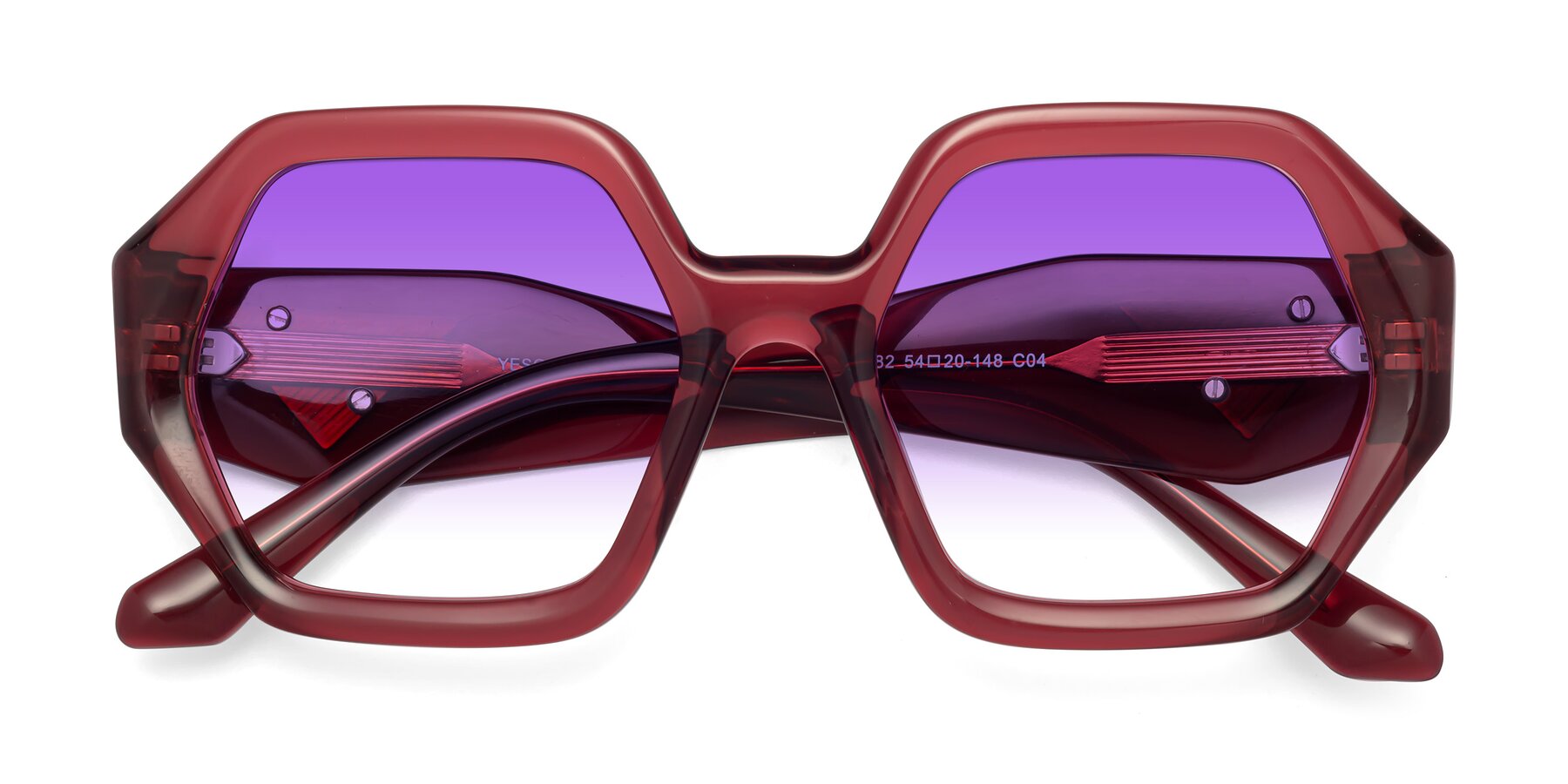 Folded Front of 1582 in Wine with Purple Gradient Lenses