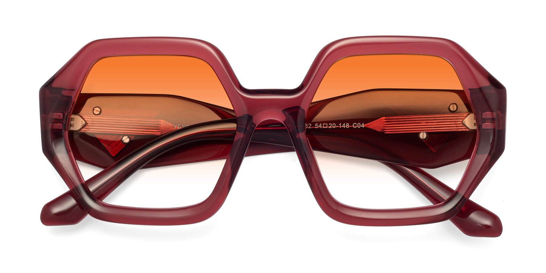 Folded Front of 1582 in Wine with Orange Gradient Lenses