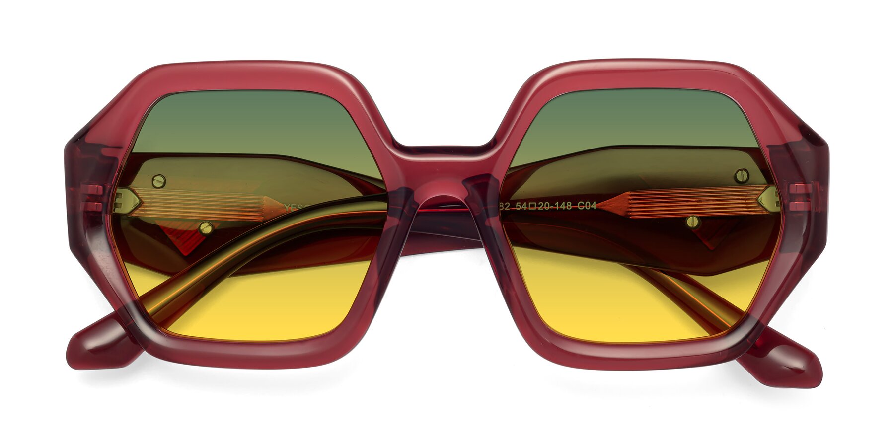 Folded Front of 1582 in Wine with Green / Yellow Gradient Lenses