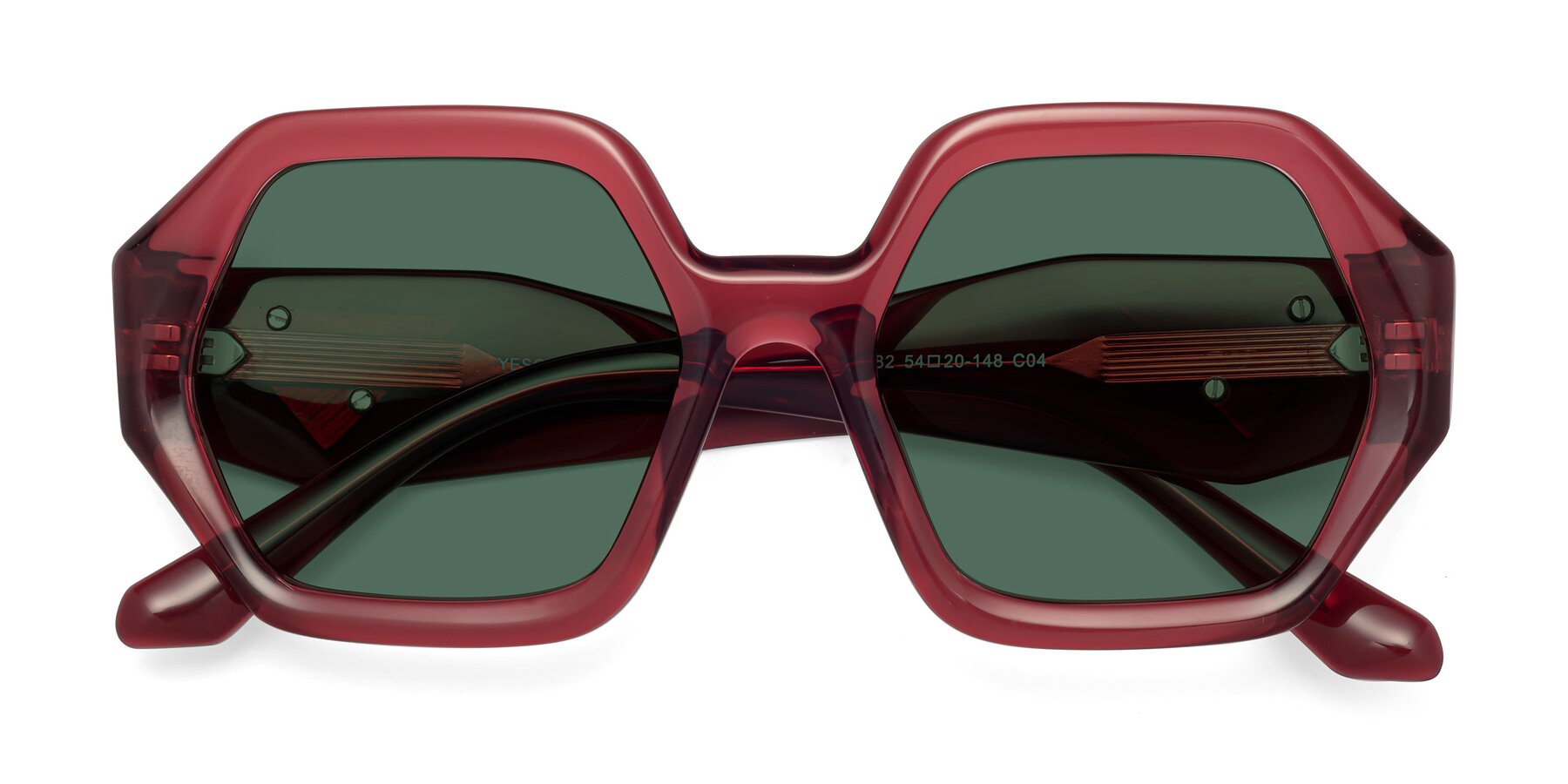 Folded Front of 1582 in Wine with Green Polarized Lenses