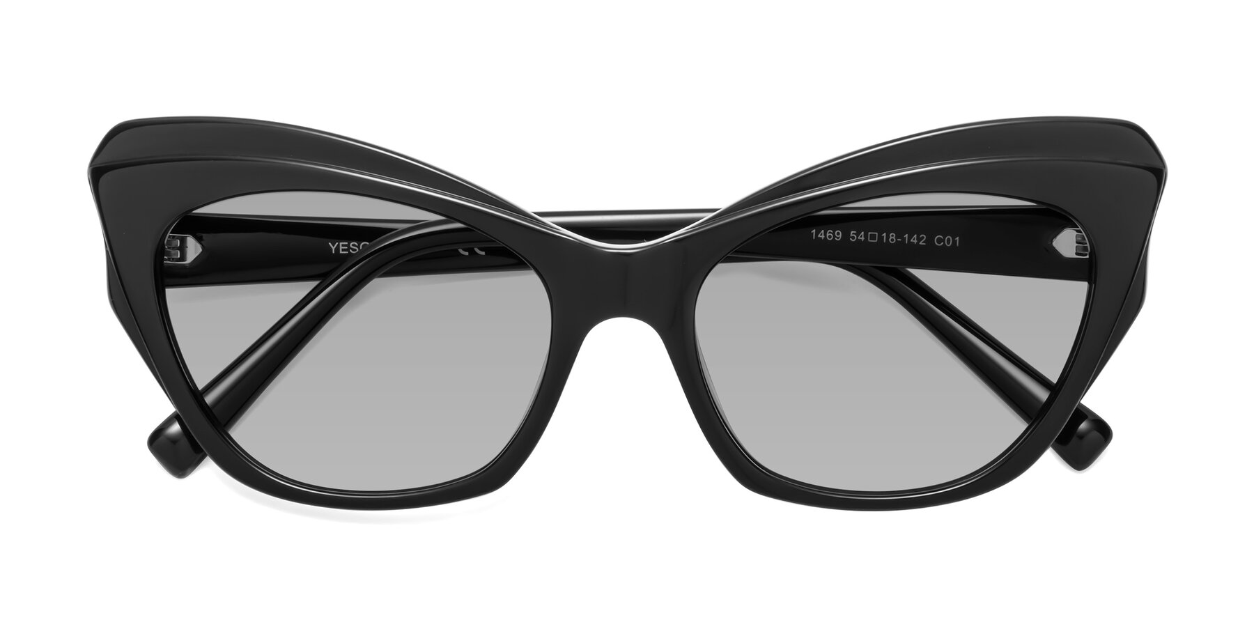 Folded Front of 1469 in Black with Light Gray Tinted Lenses
