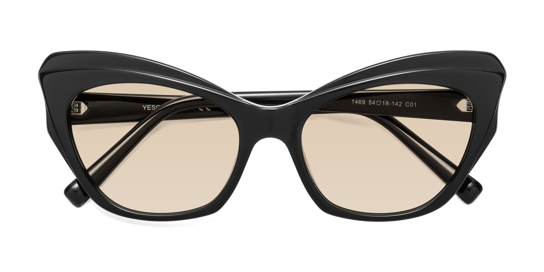 Folded Front of 1469 in Black with Light Brown Tinted Lenses