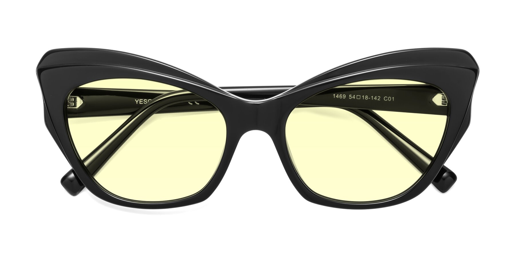 Folded Front of 1469 in Black with Light Yellow Tinted Lenses