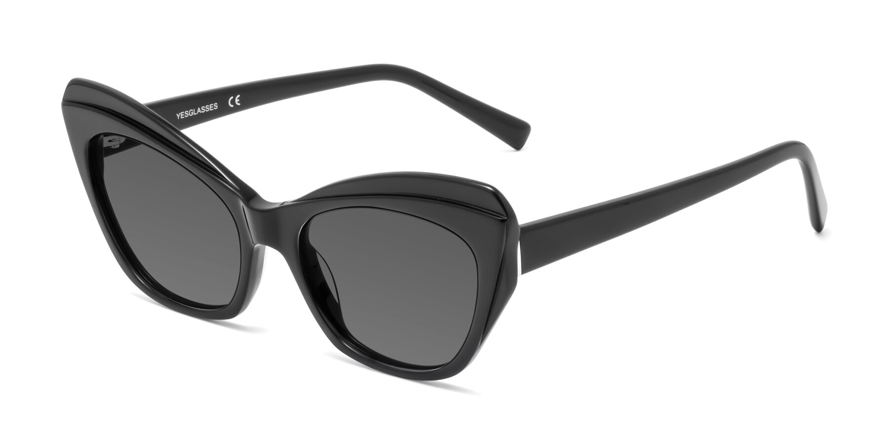Angle of 1469 in Black with Medium Gray Tinted Lenses