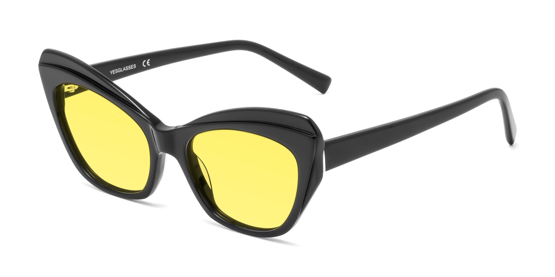 Angle of 1469 in Black with Medium Yellow Tinted Lenses