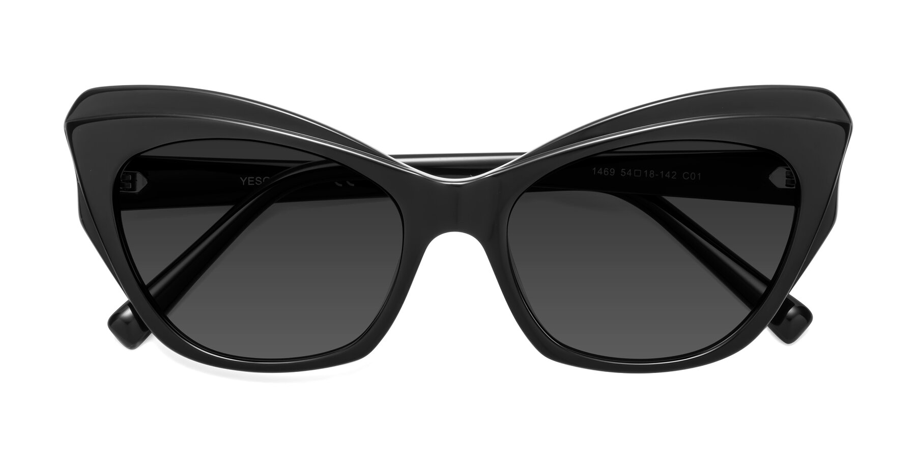 Folded Front of 1469 in Black with Gray Tinted Lenses