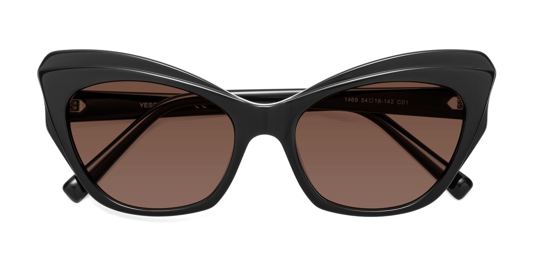 Folded Front of 1469 in Black with Brown Tinted Lenses